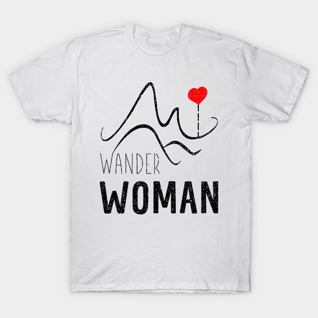 Hiking Woman Wandering Mountain Heart Love Way T-Shirt by mkar